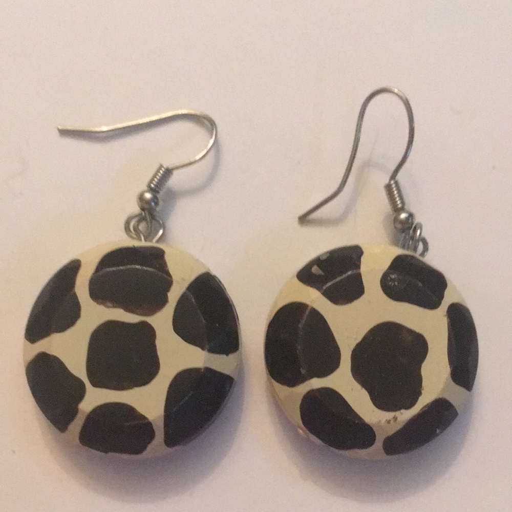 Cheeta Earrings. Painted Wood!! VERY lightweight!!